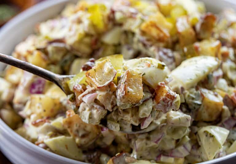 Dill Pickle Roasted Potato Salad - I Am Homesteader