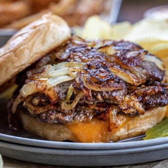 Oklahoma Fried Onion Burger without the Bun on Top.