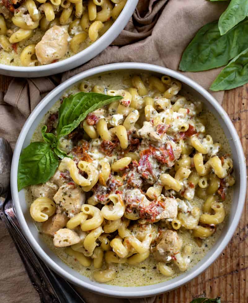 Pesto Slow Cooker Chicken Pasta - I Am Homesteader