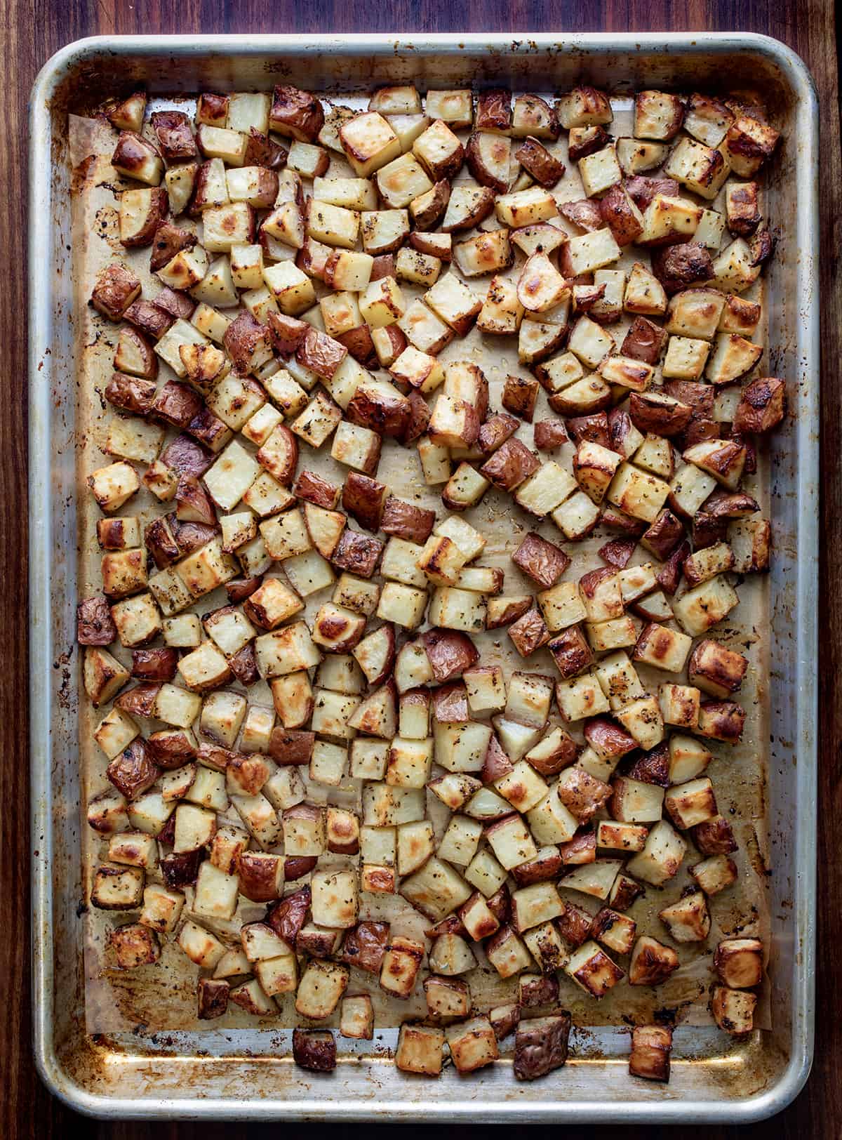 Pan of Roasted Potatoes.