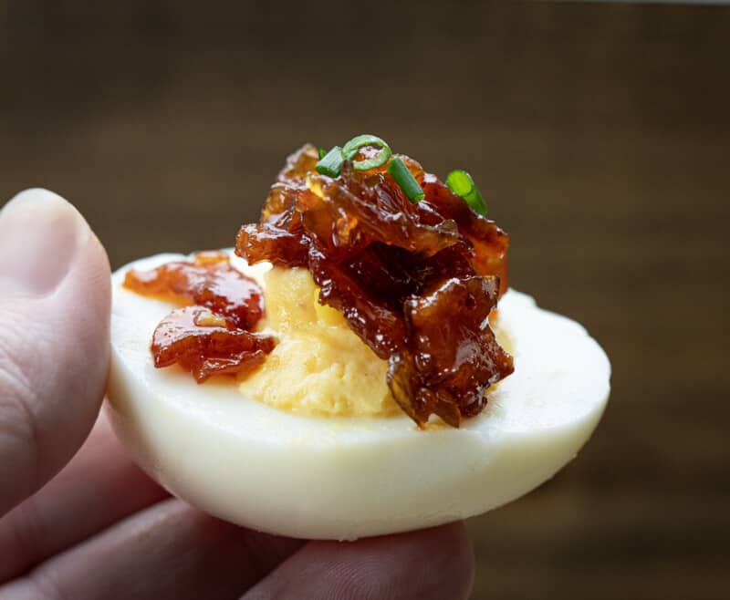 Whiskey Bacon Jam Deviled Eggs I Am Homesteader