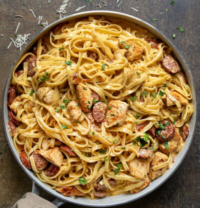 Cajun Chicken and Sausage Alfredo - I Am Homesteader