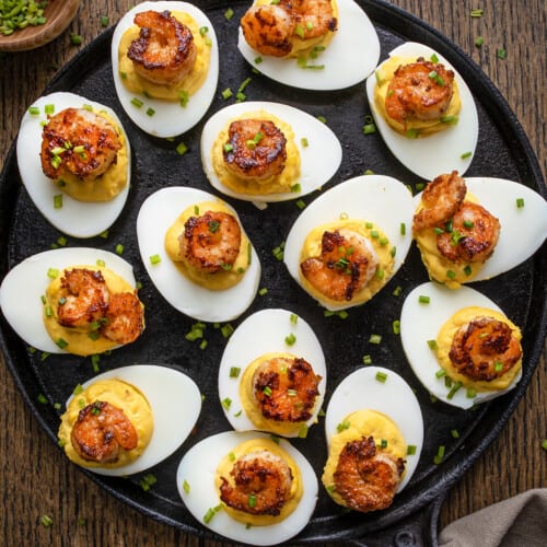 Shrimp Deviled Eggs - Cookin Canuck - Appetizer or Brunch Recipe