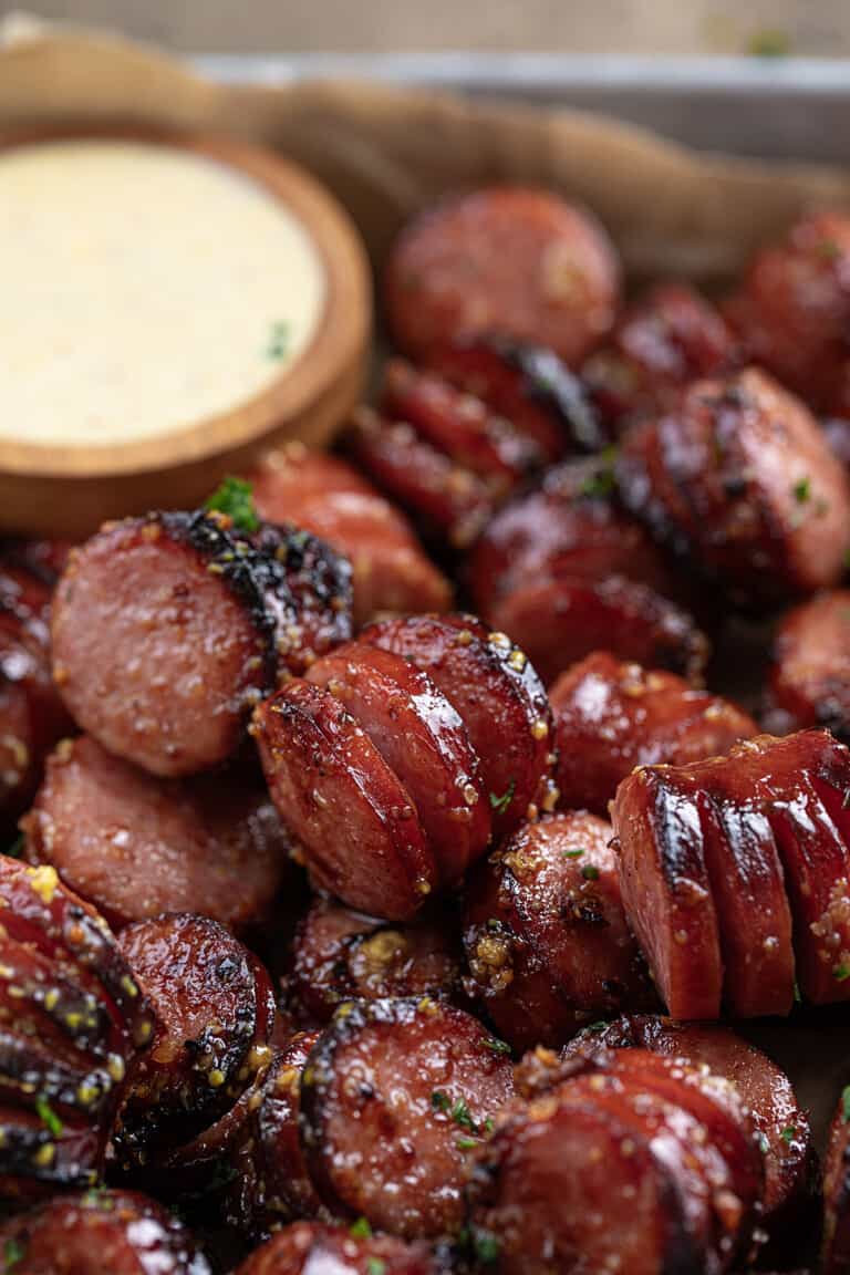 Mustard Hasselback Kielbasa Bites I Am Homesteader