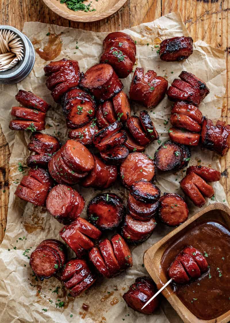 Maple BBQ Hasselback Kielbasa Bites I Am Homesteader