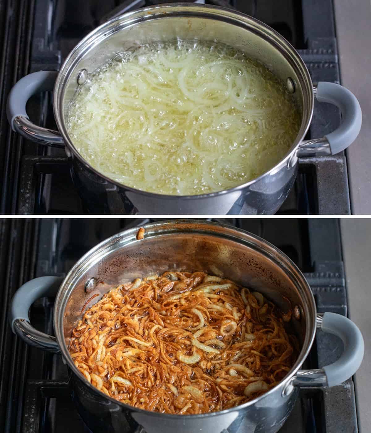 Steps for Making fried onions for Bacon Green Bean Casserole .