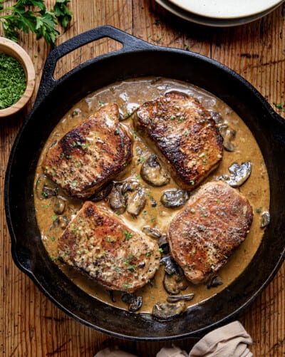 Creamy Mushroom Pork Chops - I Am Homesteader