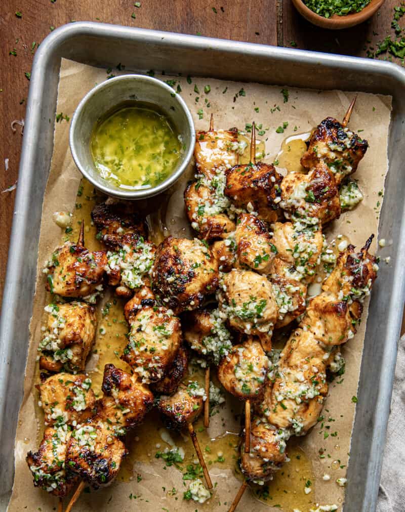 Garlic Parmesan Chicken Skewers - I Am Homesteader