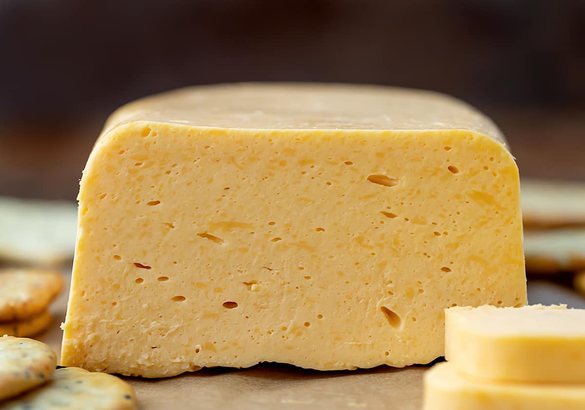 Close up of Copycat Velveeta Cheese.
