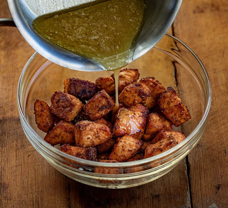 Hot Honey Salmon Bites - I Am Homesteader