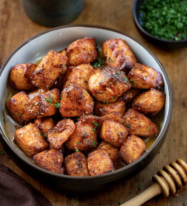 Hot Honey Salmon Bites - I Am Homesteader