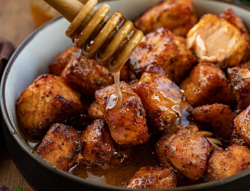 Hot Honey Salmon Bites - I Am Homesteader