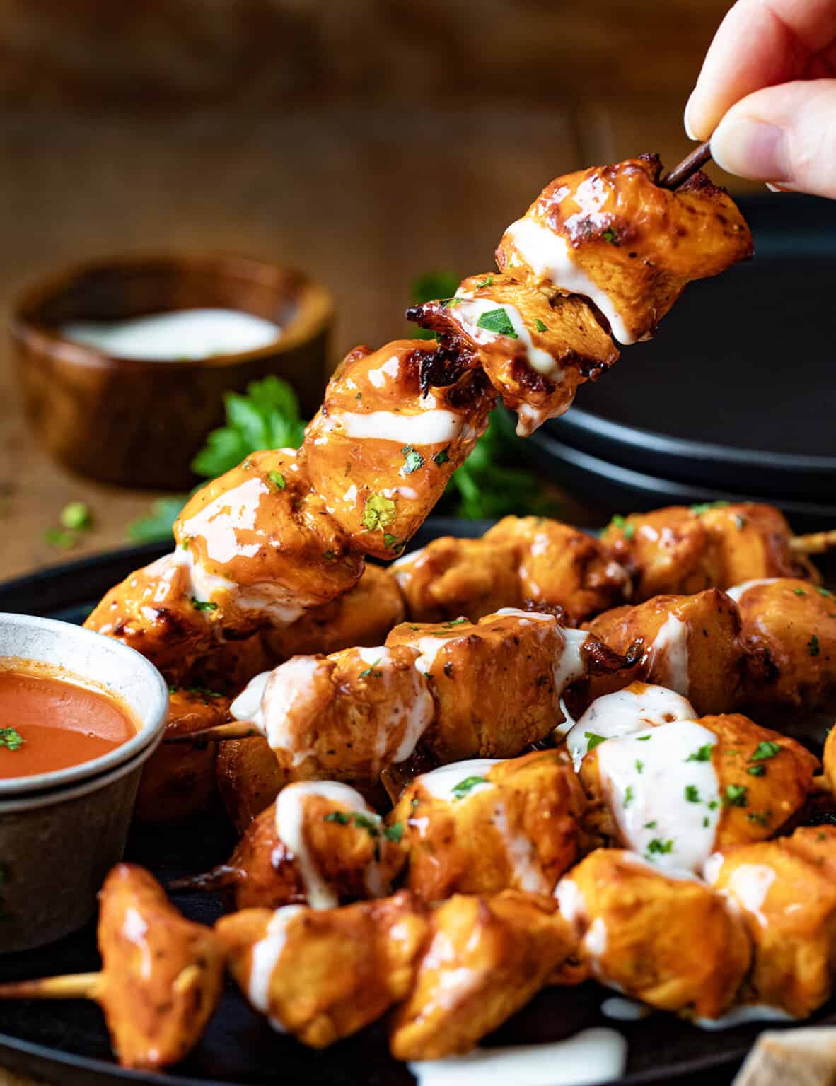 Buffalo Ranch Chicken Skewers - I Am Homesteader