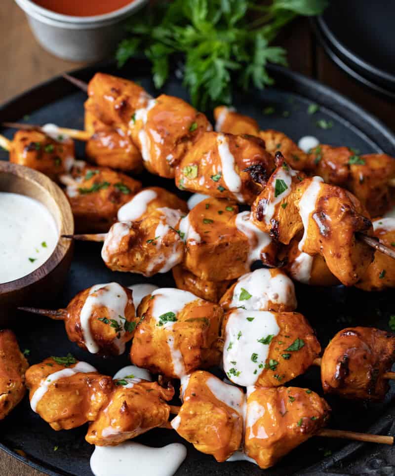 Buffalo Ranch Chicken Skewers - I Am Homesteader