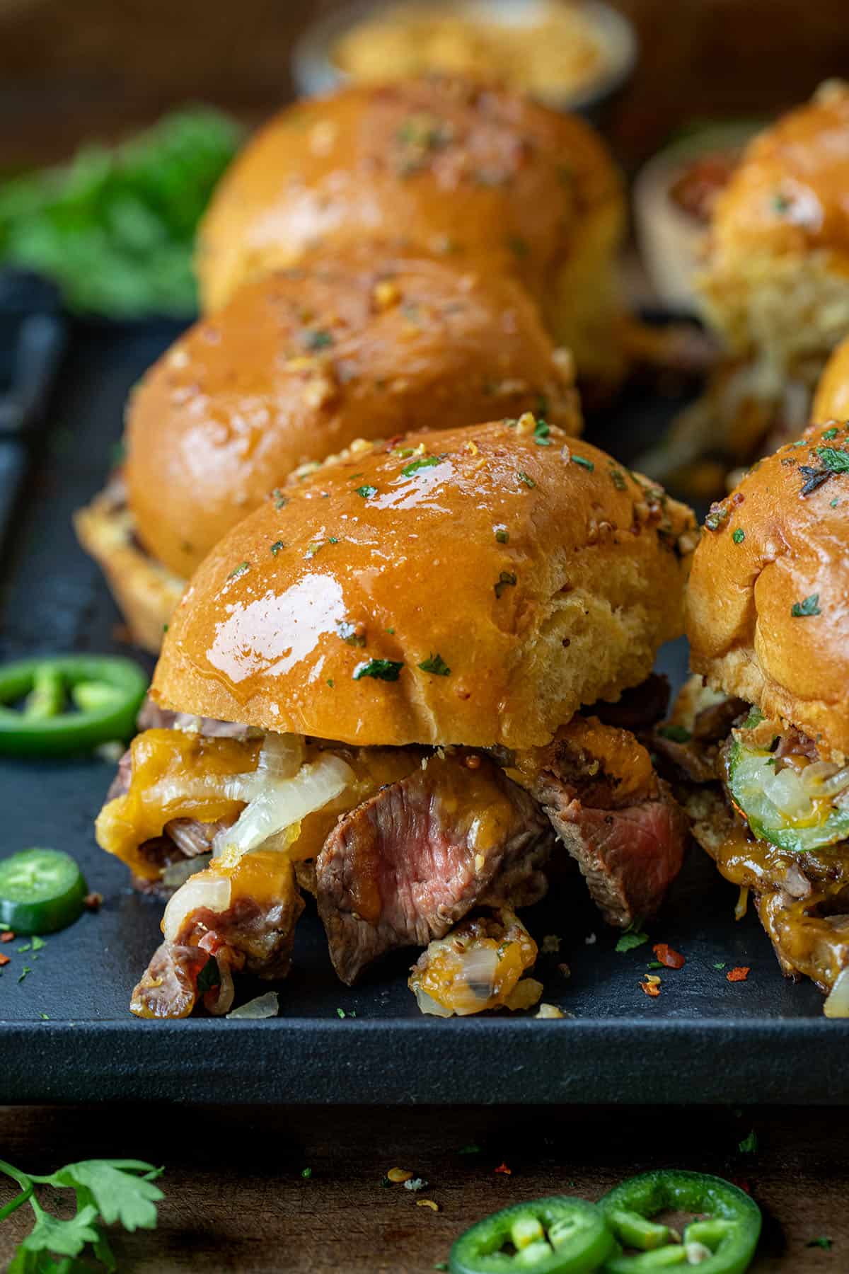 Close up of Cowboy Steak Sliders.