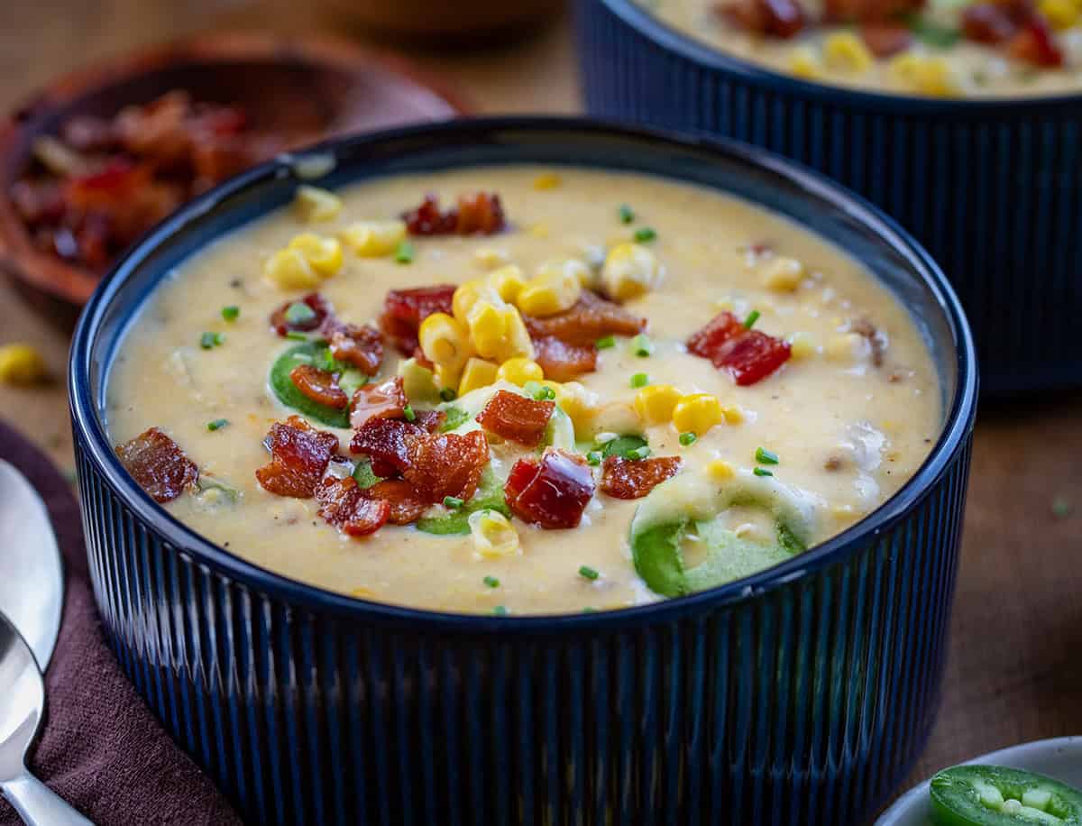 Bowl of Jalapeno Popper Corn Chowder.