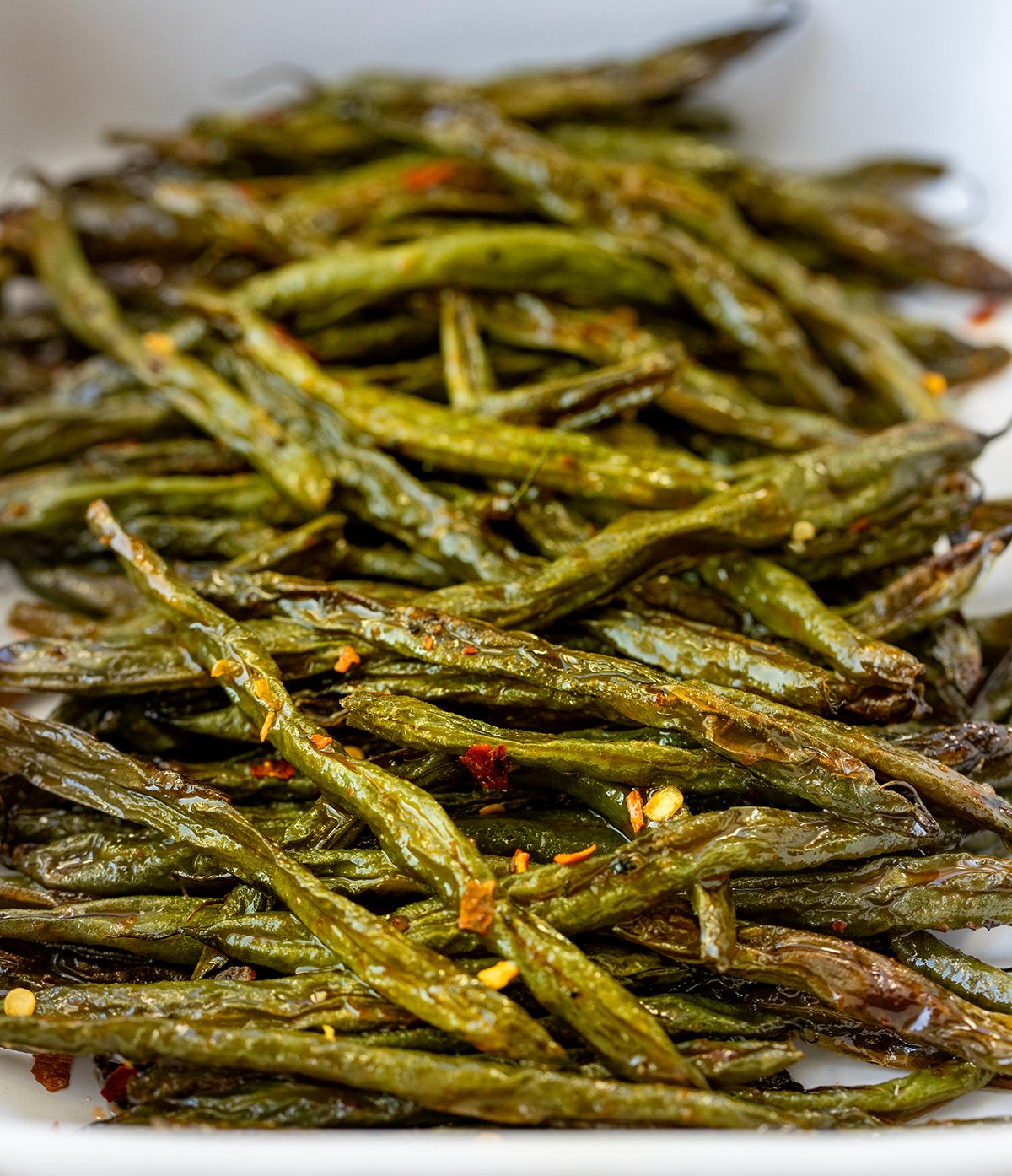 Close up of Sweet and Spicy Green Beans.