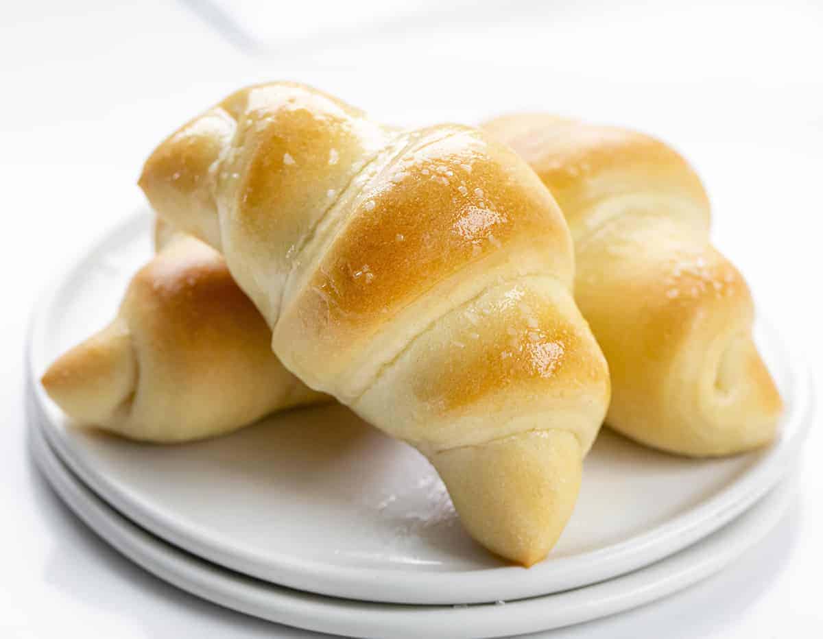 Plate of three crescent rolls