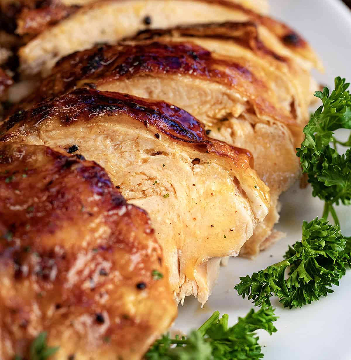 Close up of butter soaked Cowboy Butter Turkey.