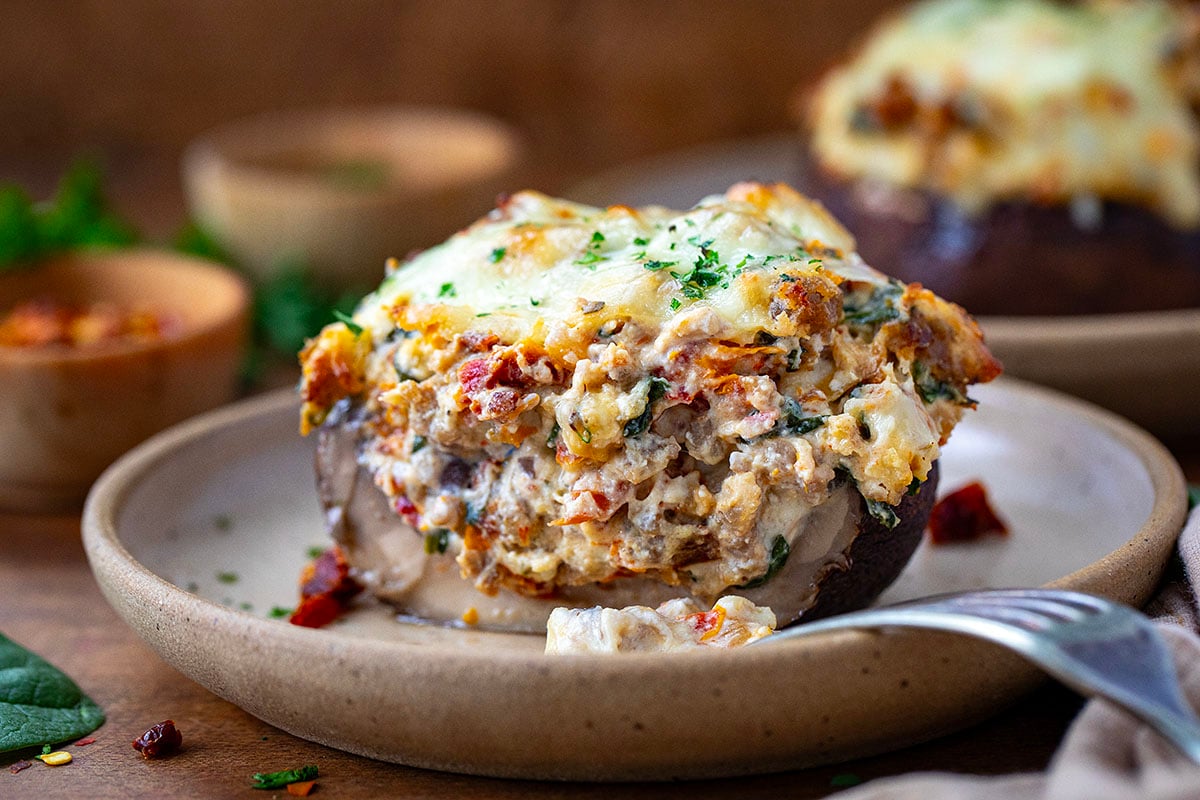 Tuscan Stuffed Mushroom Caps - I Am Homesteader