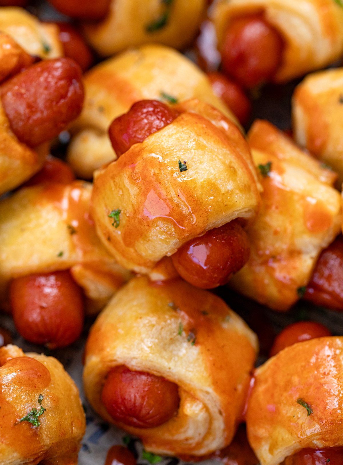 CLose up of Buffalo Ranch Pigs In A Blanket.