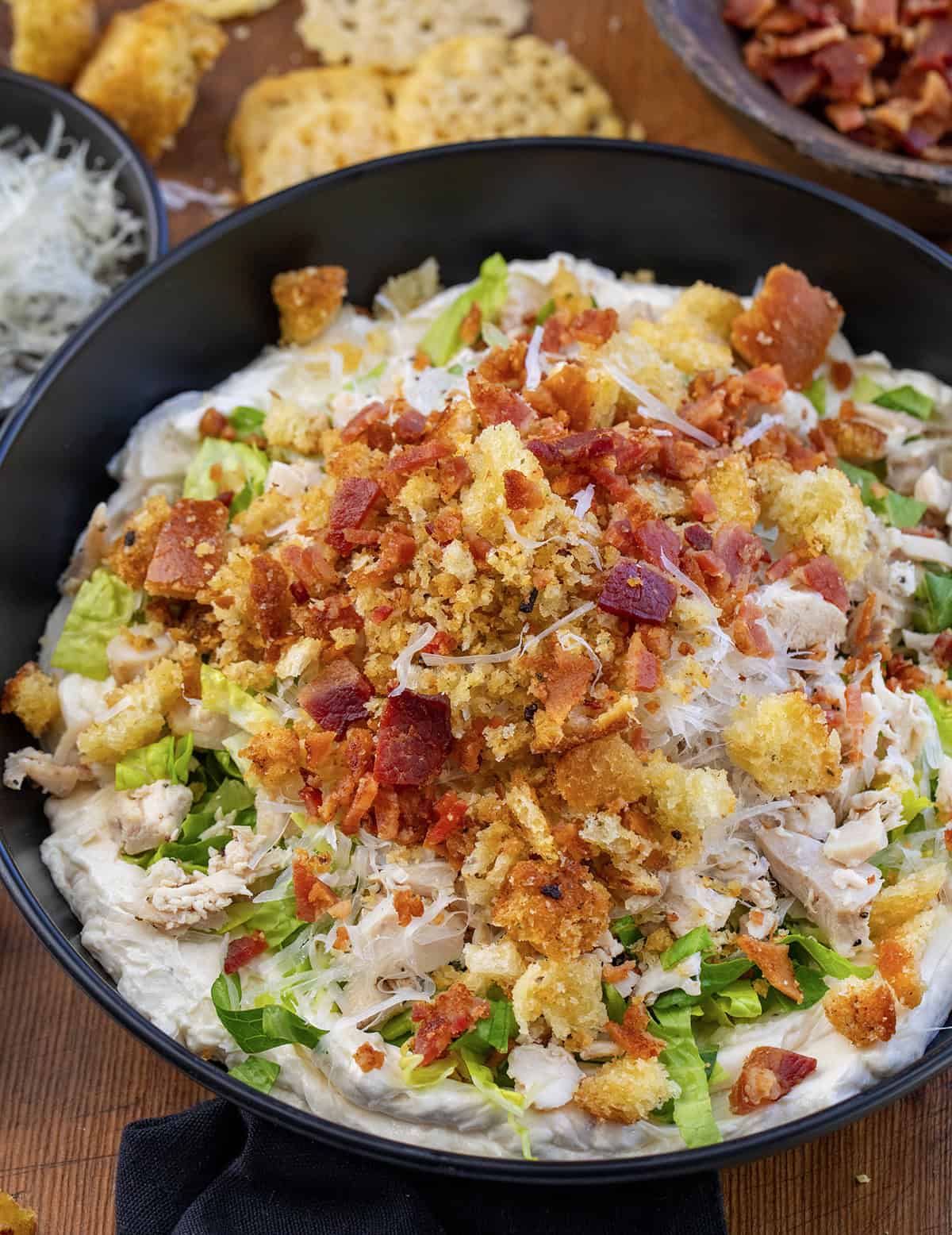 Bowl of Chicken Caesar Salad Dip.