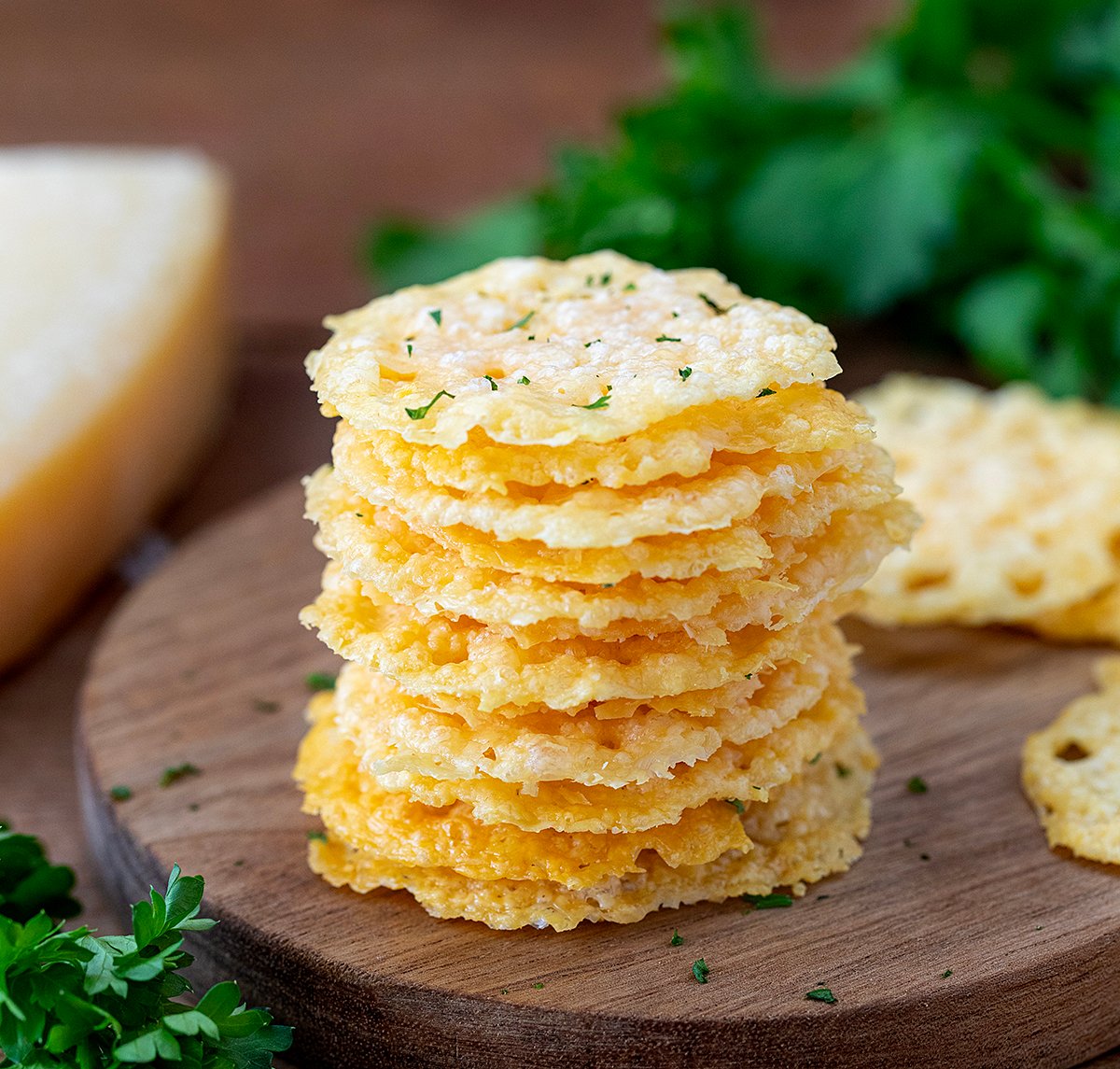 Stack of Parmesan Crisps.