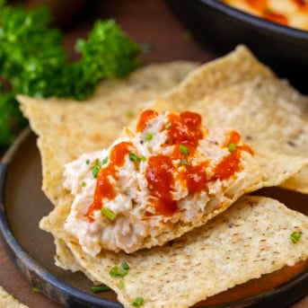 Bang Bang Chicken Dip on a chip.