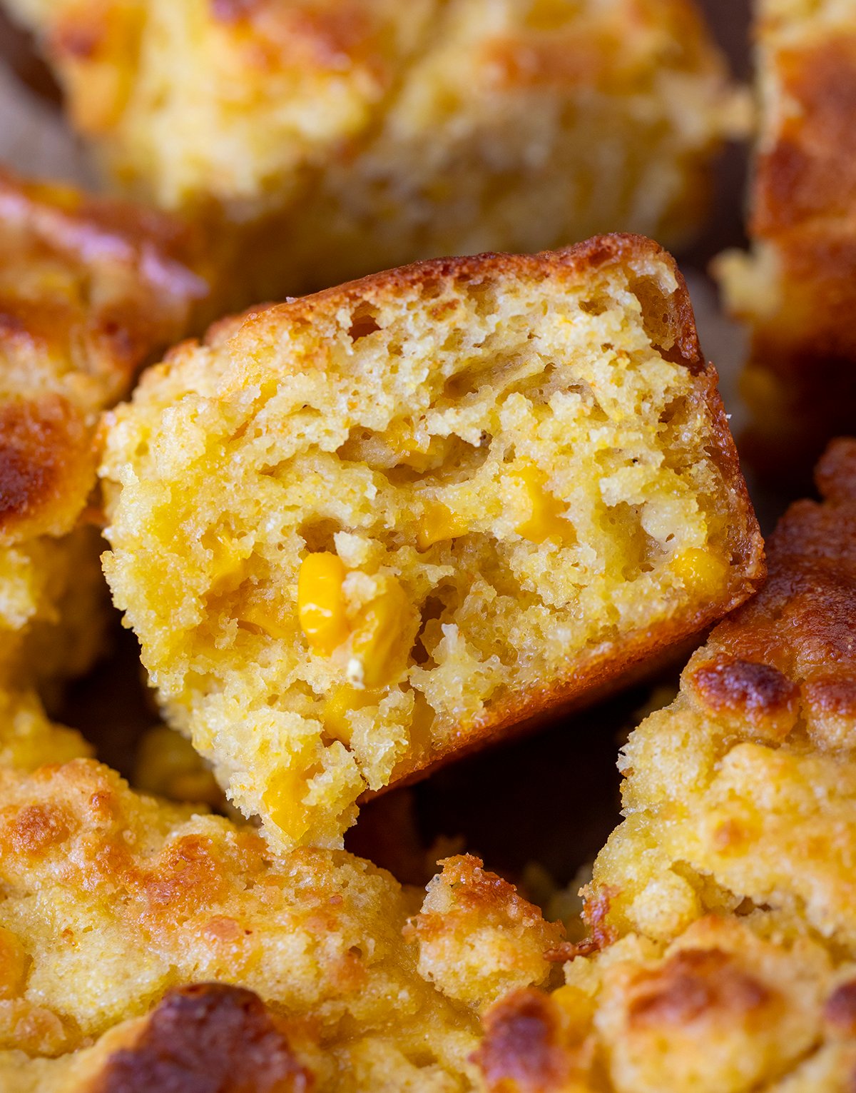 Close up of Cornbread Butter Swim Biscuits.