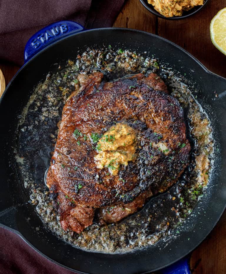 View of Blackened Steak With Cajun Cowboy Butter - I Am Homesteader