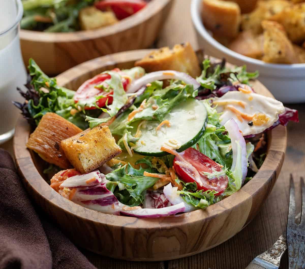 Close up of a simple side salad.
