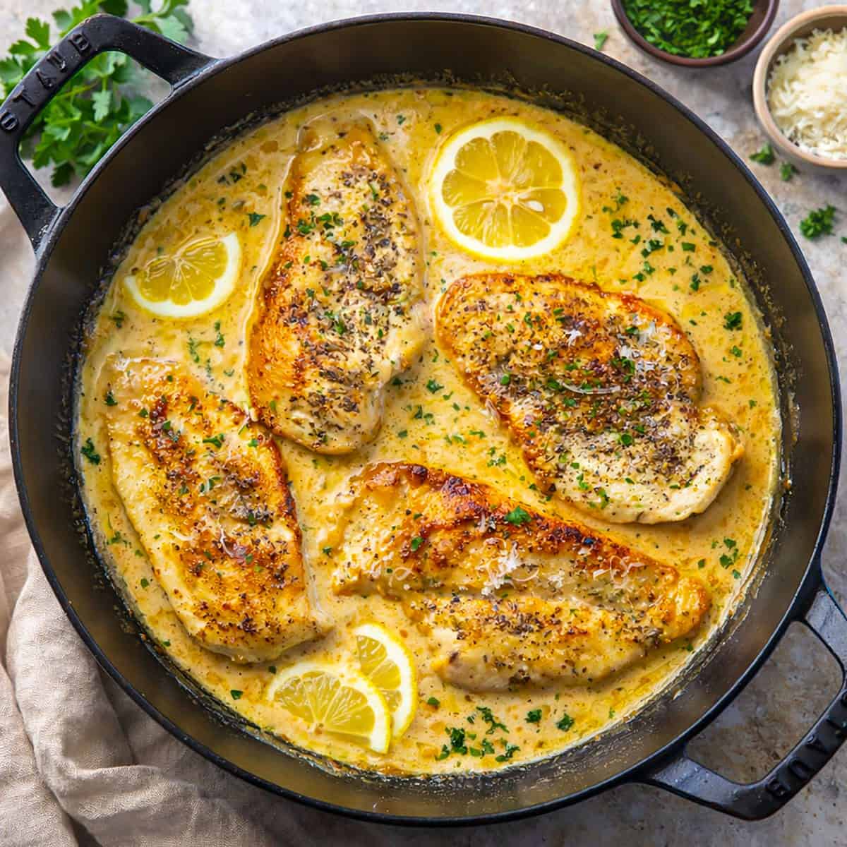 These Creamy Garlic Chicken Breasts are juicy, tender, and smothered in a rich, cheesy garlic sauce. Perfect over rice, pasta, or mashed potatoes for an easy weeknight or special dinner! Black