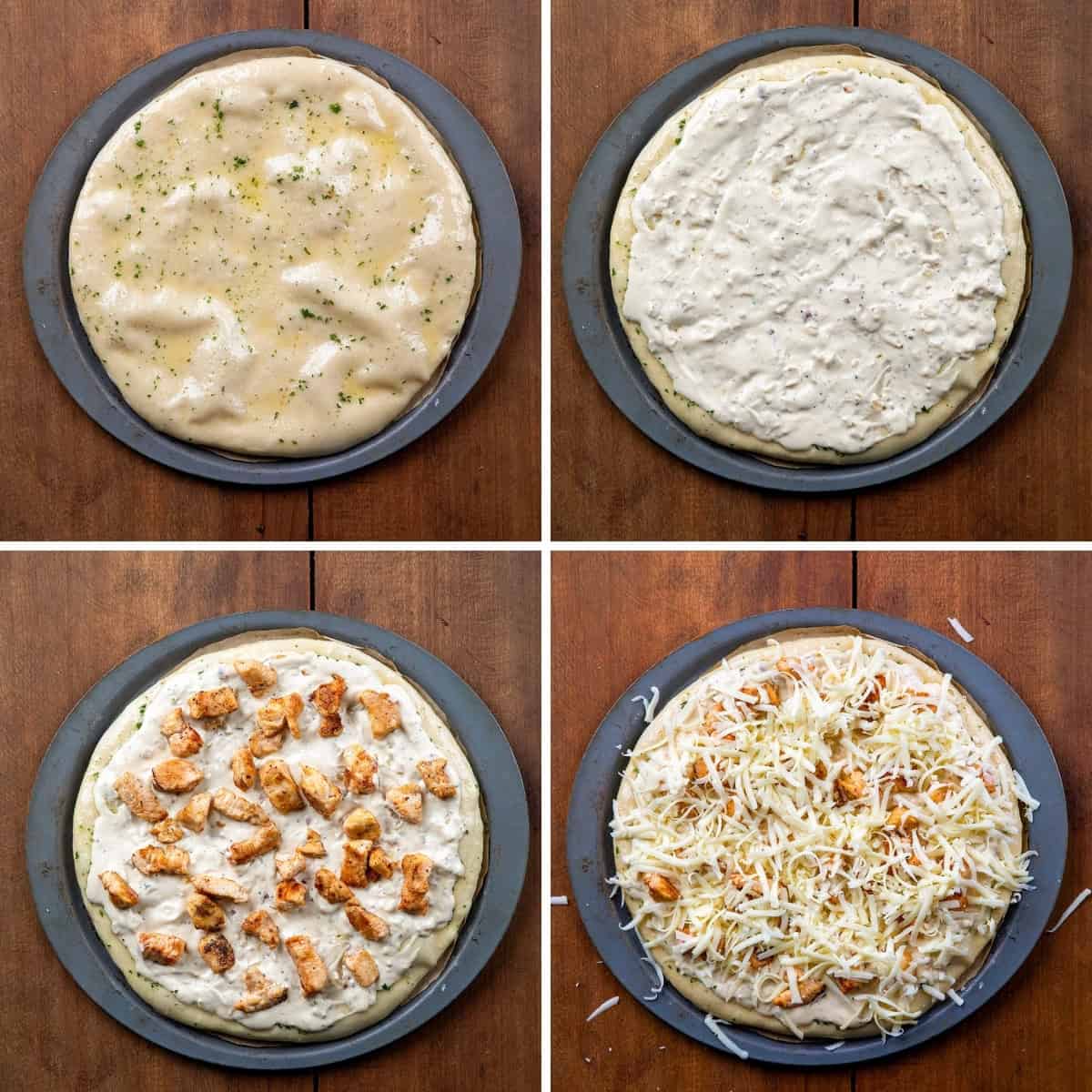 I loved my Chicken Alfredo Garlic Bread so much, I had to make this Chicken Alfredo Pizza, too! It takes everything you love about creamy Alfredo sauce, tender chicken, and melty cheese, and piles it all onto a soft homemade pizza dough that bakes up golden and irresistible!